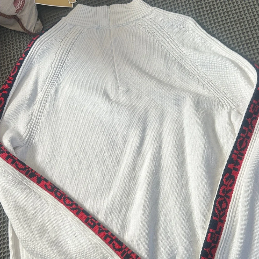 Michael Kors White Sweater with Black and Red Accents - Picture 4 of 4